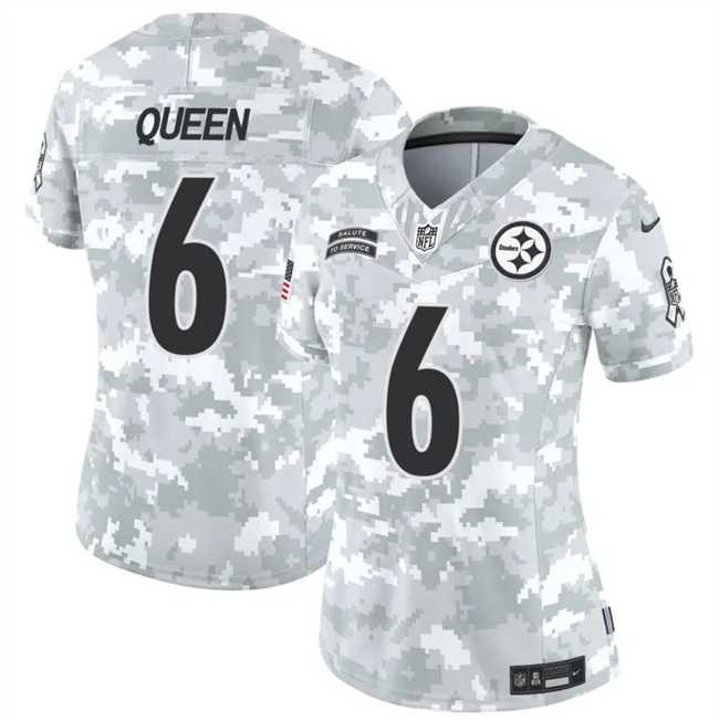 Women%27s Pittsburgh Steelers #6 Patrick Queen 2024 F.U.S.E Arctic Camo Salute To Service Limited Stitched Jersey Dzhi